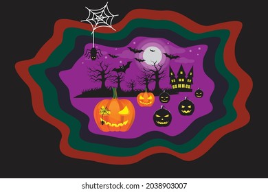 halloween celebration with spooky pumpkins on colorful background
