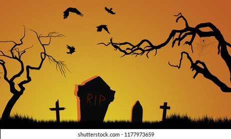 Halloween cemetery background.
