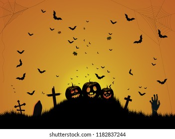 Halloween cemetery background.