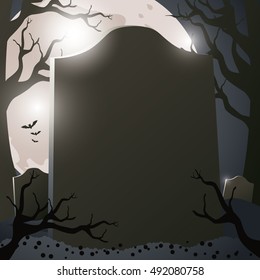Halloween Cemetery background with tombstones. EPS 10 vector.