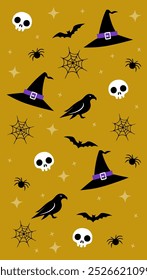 Halloween cemetery elements pattern background design