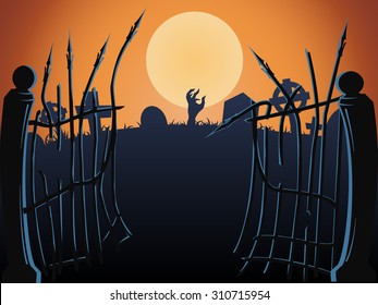 Halloween cemetery gates, vector