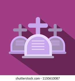 Halloween cemetery gravestone icon flat style shadows.Festive element of design.Festive banner for the autumn holiday.
