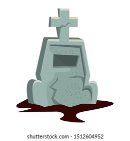 halloween cemetery graveyard isolated icon vector illustration design