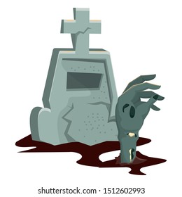 halloween cemetery graveyard with zombie hand vector illustration design
