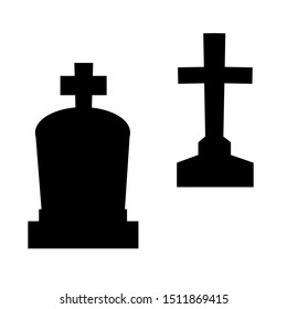 Halloween cemetery symbol holiday silhouette. Vector illustration.