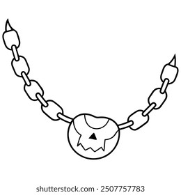 Halloween Chain Vector Icon - Black Illustration.