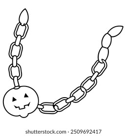 Halloween Chain Vector Icon - Black Illustration.