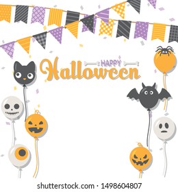 Halloween character balloon vector frame.