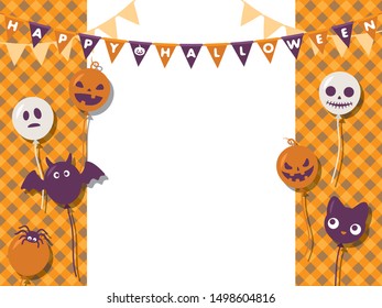 Halloween character balloon vector frame.