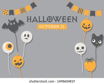 Halloween character balloon vector frame.