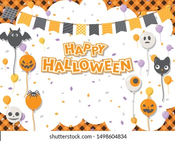 Halloween character balloon vector frame.