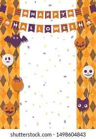 Halloween character balloon vector frame.