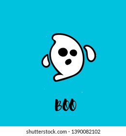 Halloween Character Big Head Poses Little Ghost. Cute Ghost Vector Illustrations for Kids on Halloween