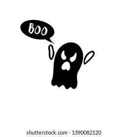 Halloween Character Big Head Poses Little Ghost. Cute Ghost Vector Illustrations for Kids on Halloween