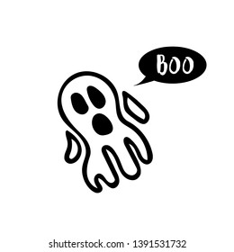 Halloween Character Big Head Poses Little Ghost. Cute Ghost Vector Illustrations for Kids on Halloween