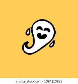 Halloween Character Big Head Poses Little Ghost. Cute Ghost Vector Illustrations for Kids on Halloween