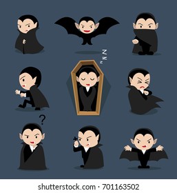 Halloween Character Big Head Poses Dracula