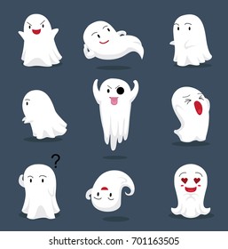 Halloween Character Big Head Poses Little Ghost