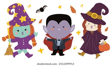 Halloween character costumes for kids -pumpkin vector