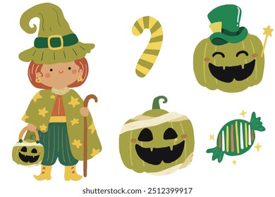 Halloween character costumes for kids -pumpkin vector