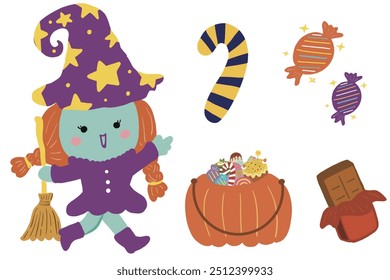Halloween character costumes for kids -pumpkin vector