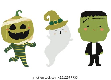 Halloween character costumes for kids -pumpkin vector