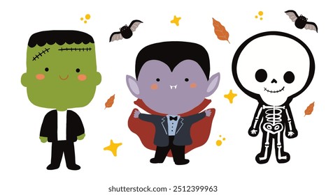 Halloween character costumes for kids -pumpkin vector