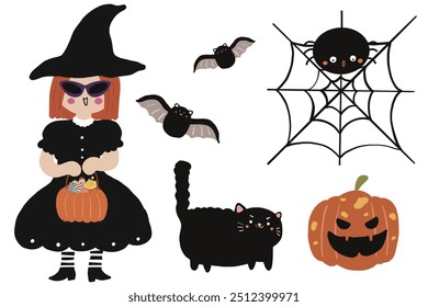 Halloween character costumes for kids -pumpkin vector