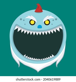 Halloween character design with  Big Creepy Gnome Character Head  and Open mouth , Vector and Illustration.