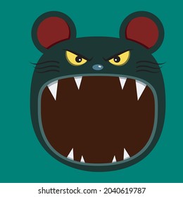 Halloween character design with  Big Mouse Character Head  and Open mouth , Vector and Illustration.