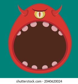 Halloween character design with  Big One Eye Monster Character Head  and Open mouth , Vector and Illustration.