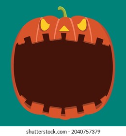 Halloween character design with  Big Pumpkin Character Head  and Open mouth , Vector and Illustration.