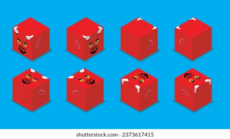 Halloween Character Dice 3D Devil Cartoon Vector