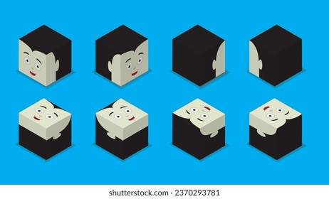 Halloween Character Dice 3D Dracula Cartoon Vector