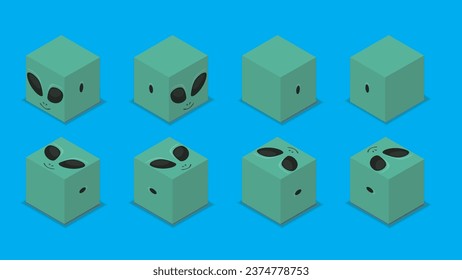 Halloween Character Dice 3D Extraterrestrial Alien Cartoon Vector