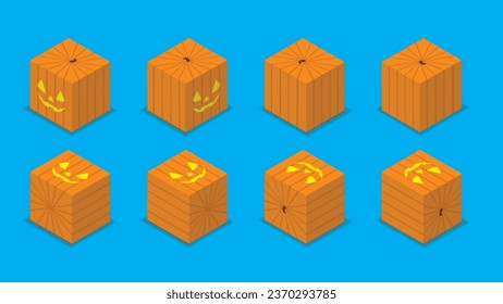 Halloween Character Dice 3D Pumpkin Cartoon Vector