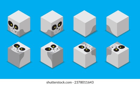 Halloween Carácter Dice 3D Skeleton Vector de dibujos animados