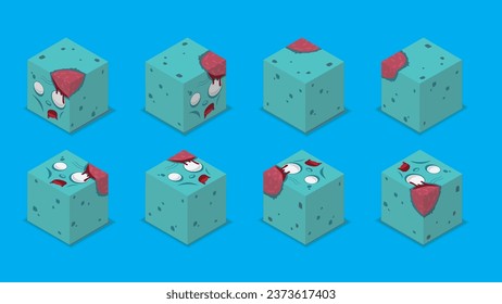 Halloween Character Dice 3D Zombie Cartoon Vector