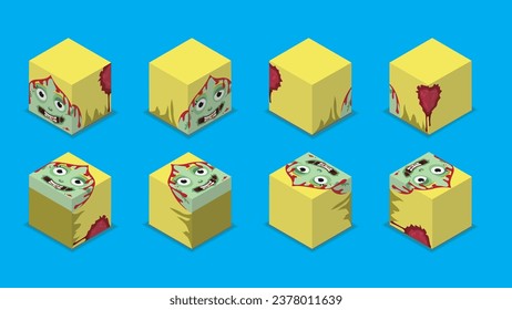 Halloween Character Dice 3D Zombie Girl Cartoon Vector