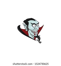 Halloween Character Dracula vampire flat line style. mascot sketch Vector illustration of human vampire icon isolated