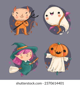 halloween character elements collection vector design illustration