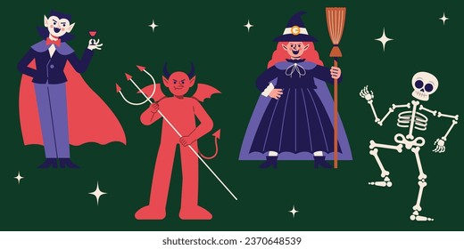 halloween character elements collection vector design illustration