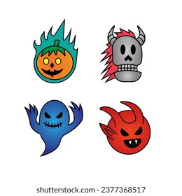 Halloween character head collection design