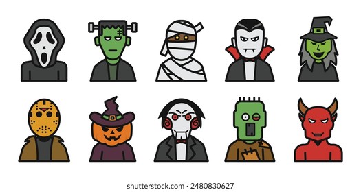 Halloween Character Icon Set Collection