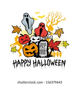 Halloween Character Icons and Symbols, layered vector illustration