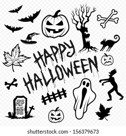 Halloween Character Icons and Symbols, layered vector illustration