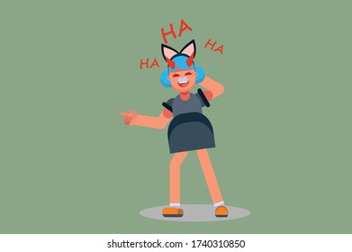 A Halloween character - An illustration of a bad girl wearing a cat costume. This character illustration can use as a sticker also.