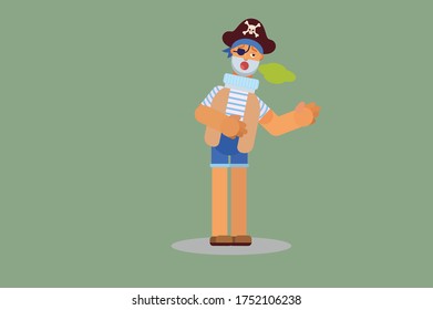 Halloween character - An illustration of a pirate feeling unwell. This character illustration can use as a sticker also.