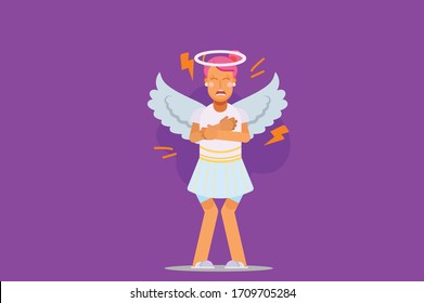 A Halloween character - An illustration of a sorrowful girl wearing an angel costume. This character illustration can use as a sticker also.